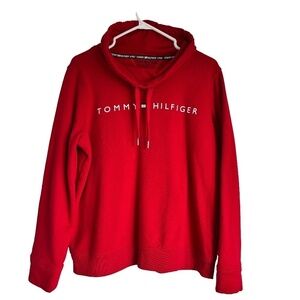 Tommy Hilfiger super soft red funnel neck pullover sweatshirt size L